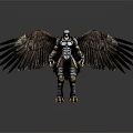 Realistic Game Movie Character With Large Brown Eagle Wings Armored Warrior Standing Pose