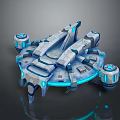 Futuristic Sci-Fi Mechanical Platform With Circular Base Blue Lighting And Metallic Parts 3d model