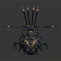 Complex Sci Fi Mechanical Device With Multiple Arms Spikes And Golden Decorative Structure 3d model