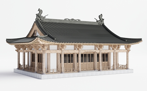 Chinese Ancient Architecture Ancestral Temple Ancestral Hall 3d model