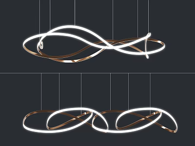 Modern Curved Ring Chandelier With Metallic Frame And LED Lighting For Interior Decoration 3d model