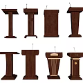 Wooden Podiums With Various Designs And Microphones For Different Event Uses