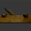 Vintage Wooden Plane With Two Wooden Handles And Worn Surface