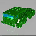 Green Military Truck Model 3D Rendered With Multiple Wheels Blue Windshield Dark Background And Reflection