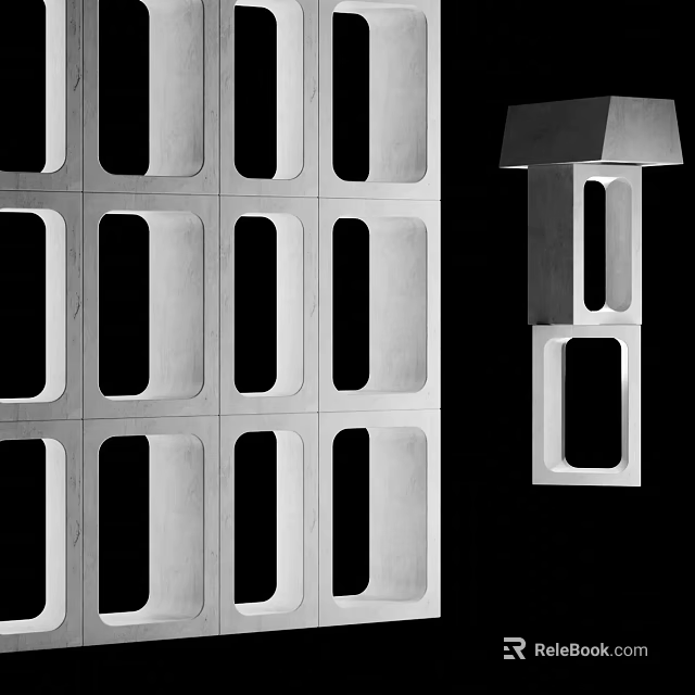 Modern Metal Partition With Geometric Hollow Grid Design For Interior Decor Structure 3d model