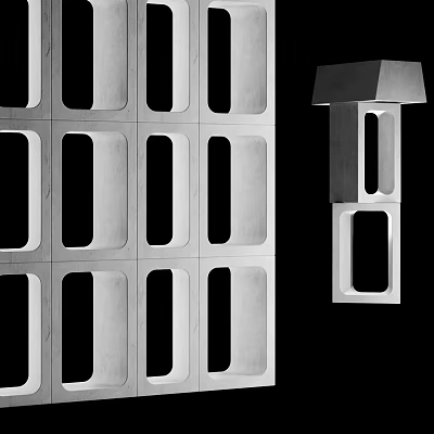 Modern Metal Partition With Geometric Hollow Grid Design For Interior Decor Structure 3d model