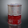 Rusty Metal Barrel Featuring Silver Top Red Bottom Peeling Paint And Stained Surface 3d model