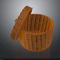Handwoven Round Brown Wicker Basket With Open Lid And Storage Design