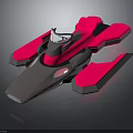 Futuristic Cosmic Aerospace Spaceship With Gray And Pink Streamlined Design Cockpit
