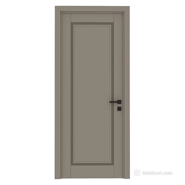 Simple Hinged Door Design With Gray Surface Black Metal Handle And Smooth Lines 3d model