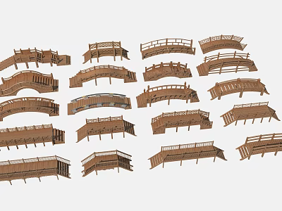 New Chinese-style Wooden Bridge 3d model