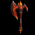 Flaming Lava Enchanted Axe Weapon Design With Fiery Details And Red Handle
