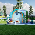 Modern US-Chen punch-in area photo area DP point online red children 3d model