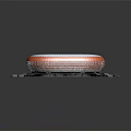 Detailed Stadium Model With Orange White Exterior Red Seats And Green Lawn