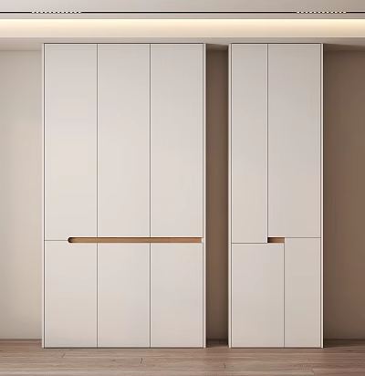 Modern White Decorative Cabinet With Elegant Wooden Handles For Interior Design 3d model