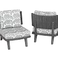 Modern Accent Chair With Patterned Fabric Seat Backrest And Solid Wooden Frame Design 3d model