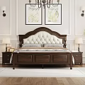 Classic Solid Wood Double Bed With Tufted Upholstered Headboard For Cozy Elegant Bedroom Space