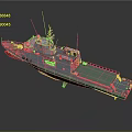 Patrol Boat P42 Gray Hull Red Bottom With Deck Equipment And Antennas