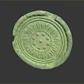 Ancient Decorative Tile With Intricate Floral Carving Round Shape And Vintage Texture