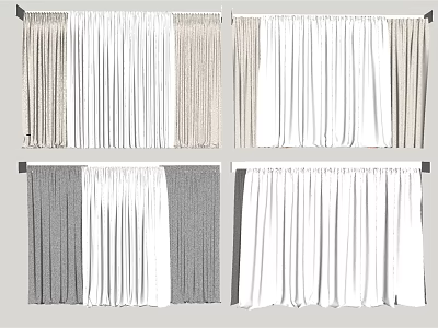 Various Color Curtains with Pleated Designs for Modern Interior Decoration 3d model