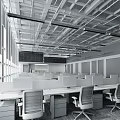 Modern Public Office Space Interior Design With Open Workstations Computers Large Windows And Ceiling Structure 3d model