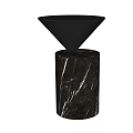 Modern Black Top Side Table With Sleek Marble Column Base Design 3d model