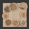 Wooden Stone Decorative Stumps With Circular Tops Different Heights On Wooden Base
