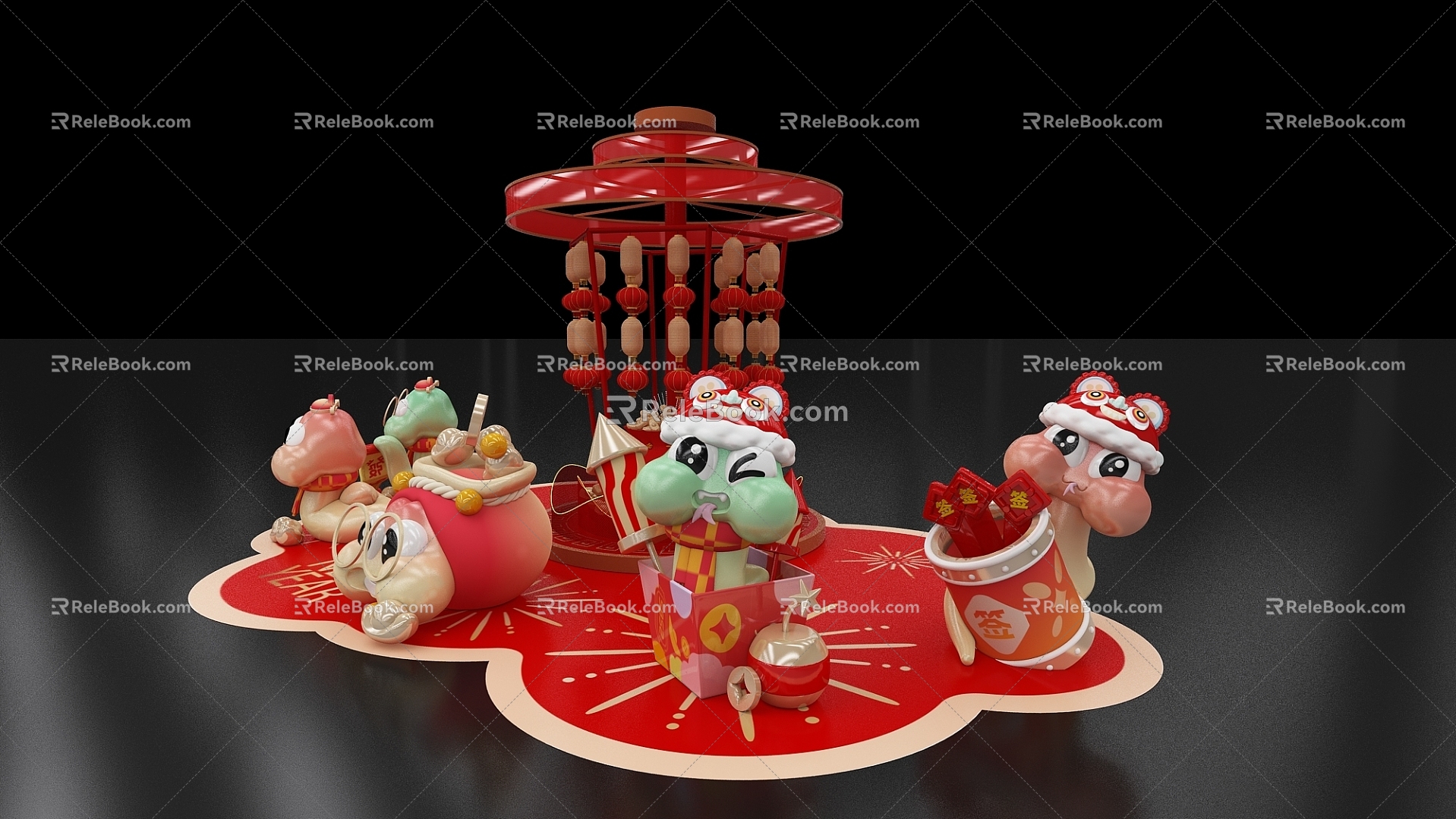 Spring Festival Booth Snake IP Year of the Snake Element Tour Exhibition 3d model