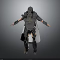 Human Warrior Character In Silver Armor With Helmet Breastplate Leg Armor And Cloak