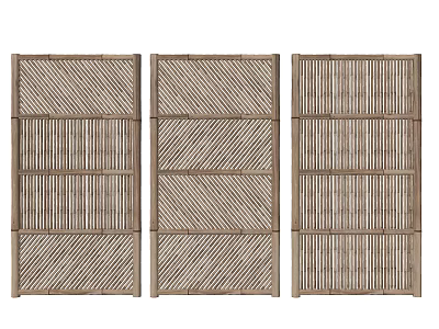 Rustic Wooden Fences With Diverse Patterns 3d model