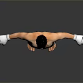 Shirtless Man With Chest Tattoo Wearing White Boxing Gloves And Everlast Shorts In Standing Pose