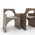 Modern Wooden Single Chair With Circular Backrest And Light Gray Seat Design