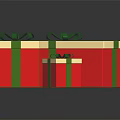 Festive Decorative Red And White Gift Boxes With Green Ribbons And Bows