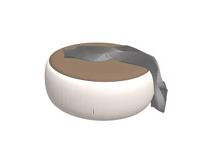 Round Sofa Stool With White Base And Brown Padded Seat Design 3d model