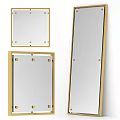 Sleek Modern Rectangular Mirror With Gold Metal Frame For Interior Decor Design 3d model