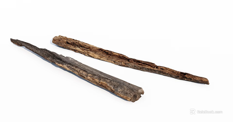 Two Natural Stone Wood Logs With Rustic Textured Surface And Craft Material 3d model 