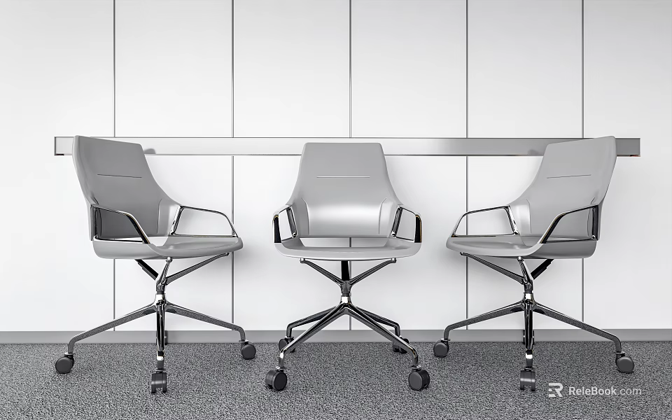 Ergonomic Office Chairs With Modern Design Grey Upholstery Adjustable Armrests And Swivel Wheels 3d model 