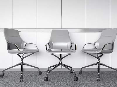 Ergonomic Office Chairs With Modern Design Grey Upholstery Adjustable Armrests And Swivel Wheels 3d model