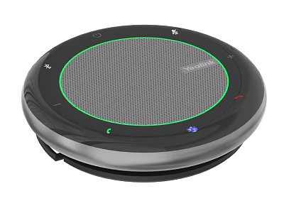 TEAMUP Circular Bluetooth Speaker With Green Ring Light And Control Buttons 3d model