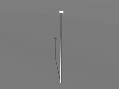 White Street Light With Tall Pole Long Strip Light And Bottom Device On Gray Background 3d model