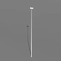White Street Light With Tall Pole Long Strip Light And Bottom Device On Gray Background