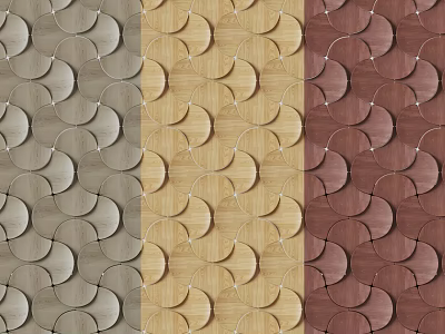 Decorative Wall With Circular Wooden Panels In Light Gray Beige And Brown Tones Design 3d model