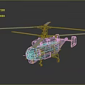 Detailed Blue and White Medical Helicopter Model With Red Cross Symbol And Rotors