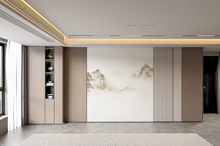 Living room background wall 3d model
