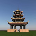 Ancient Chinese Pagoda Architecture With Tiered Roofs And Curved Eaves