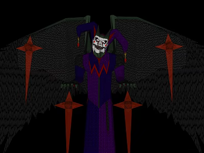 Game Movie Character With Skull Face Purple Robe And Bat Wings 3d model