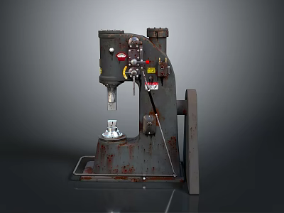 Vintage Rusty Metal Household Machine With Platform Base For Home Use 3d model