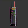 Modern Server Rack with Dual Antennas Internal Network Components and Cabling