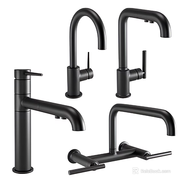 Modern Black Kitchen Faucets With Various Styles And Sleek Design Features 3d model