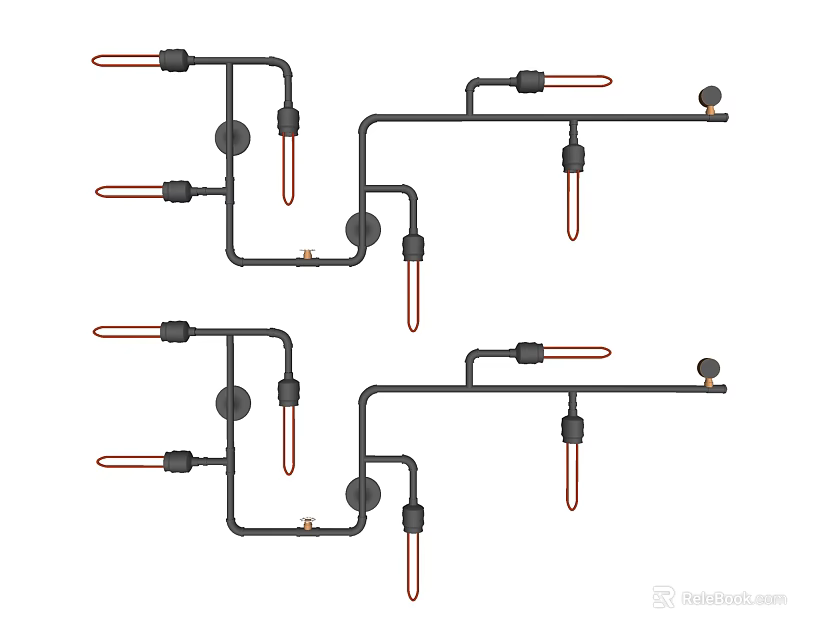 Modern Wall Lamp Design With Black And Copper Metal Structures For Interior Decor 3d model 